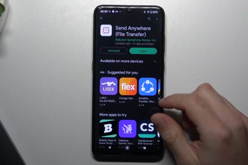 Send Anywhere aplikacija na telefonu